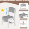 Kindertisch mit 2 Stühlen aus Holz mit 2 Abnehmbarem Körben & Breite Tischplatte Grau