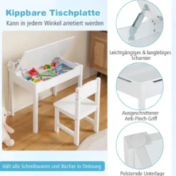 Kindertisch mit Stuhl Sensorisches Tischset für Kinder Weiß