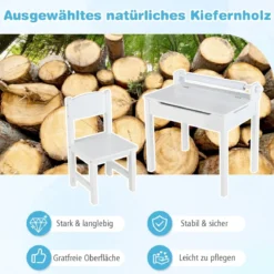 Kindertisch mit Stuhl Sensorisches Tischset für Kinder Weiß