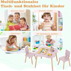 Kindertisch-Set in Blumenform hölzerner Spiel- und Aktivitätentisch für Kinder Rosa