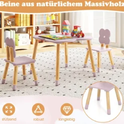 Kindertisch-Set in Blumenform hölzerner Spiel- und Aktivitätentisch für Kinder Rosa