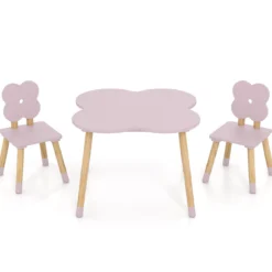 Kindertisch-Set in Blumenform hölzerner Spiel- und Aktivitätentisch für Kinder Rosa
