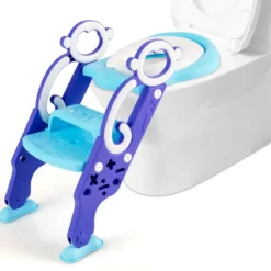 Kinder Toilettensitz Höhenverstellbar Toilettentrainer Kindertoilette mit Leite Lila