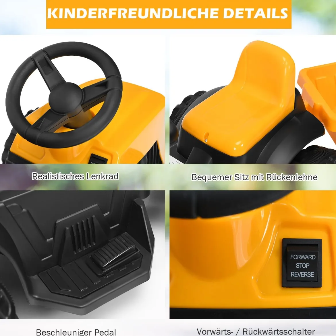 Kinder Traktor 2-Gang 6V Aufsitztraktor Kinderfahrzeug Elektroauto Gelb