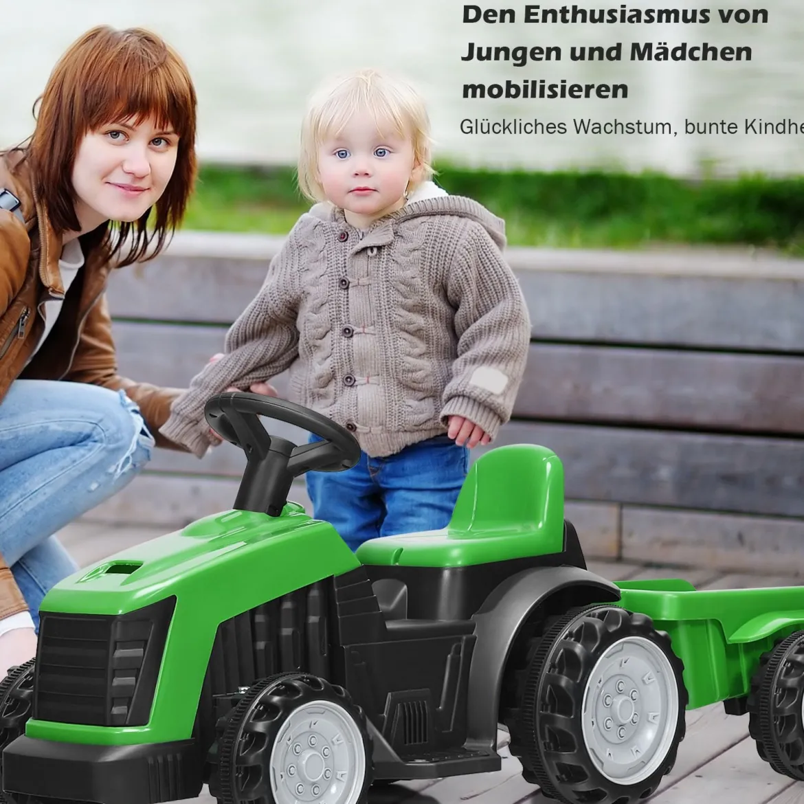 Kinder Traktor 2-Gang 6V Aufsitztraktor Kinderfahrzeug Elektroauto Grün