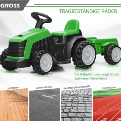 Kinder Traktor 2-Gang 6V Aufsitztraktor Kinderfahrzeug Elektroauto Grün