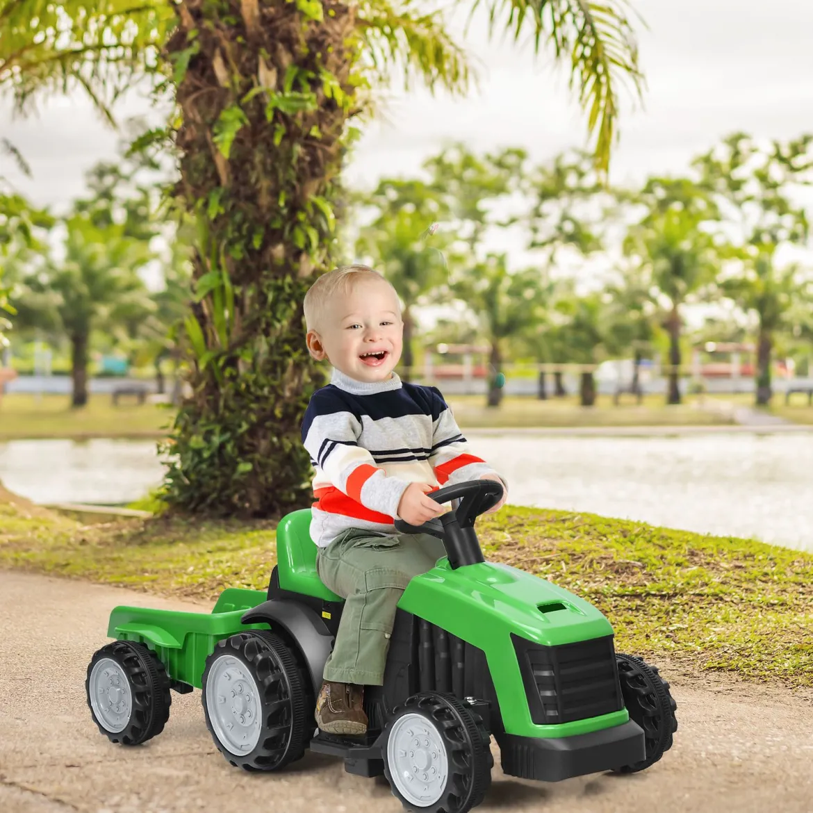 Kinder Traktor 2-Gang 6V Aufsitztraktor Kinderfahrzeug Elektroauto Grün