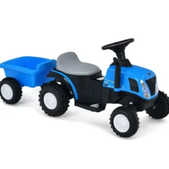 Kindertraktor 6 V Traktor mit Abnehmbarem Anhänger Kinder Aufsitztraktor mit USB-Anschluss Blau