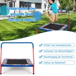 Kinder-Trampolin Mini Trampolin Fitness Trampolin mit Griff 95,5 x 99 x 87,5 cm Blau