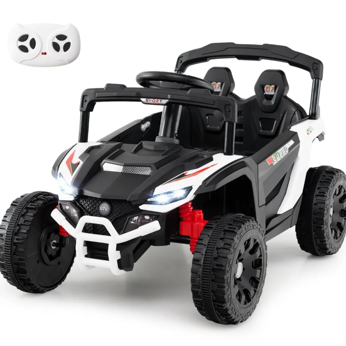 Kinder 12V Elektroauto mit Fernbedienung Elektrischer UTV-Truck Kinderauto Kinderfahrzeug Weiß