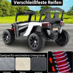 Kinder 12V Elektroauto mit Fernbedienung Elektrischer UTV-Truck Kinderauto Kinderfahrzeug Weiß