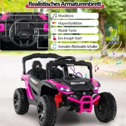 Kinder 12V Elektroauto mit Fernbedienung Elektrischer UTV-Truck Kinderauto Kinderfahrzeug Rosa