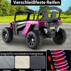 Kinder 12V Elektroauto mit Fernbedienung Elektrischer UTV-Truck Kinderauto Kinderfahrzeug Rosa