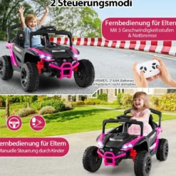 Kinder 12V Elektroauto mit Fernbedienung Elektrischer UTV-Truck Kinderauto Kinderfahrzeug Rosa