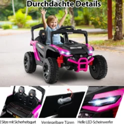 Kinder 12V Elektroauto mit Fernbedienung Elektrischer UTV-Truck Kinderauto Kinderfahrzeug Rosa