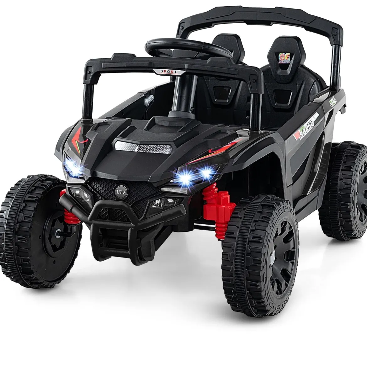 Kinder 12V Elektroauto mit Fernbedienung Elektrischer UTV-Truck Kinderauto Kinderfahrzeug Schwarz