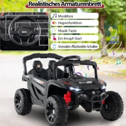 Kinder 12V Elektroauto mit Fernbedienung Elektrischer UTV-Truck Kinderauto Kinderfahrzeug Schwarz