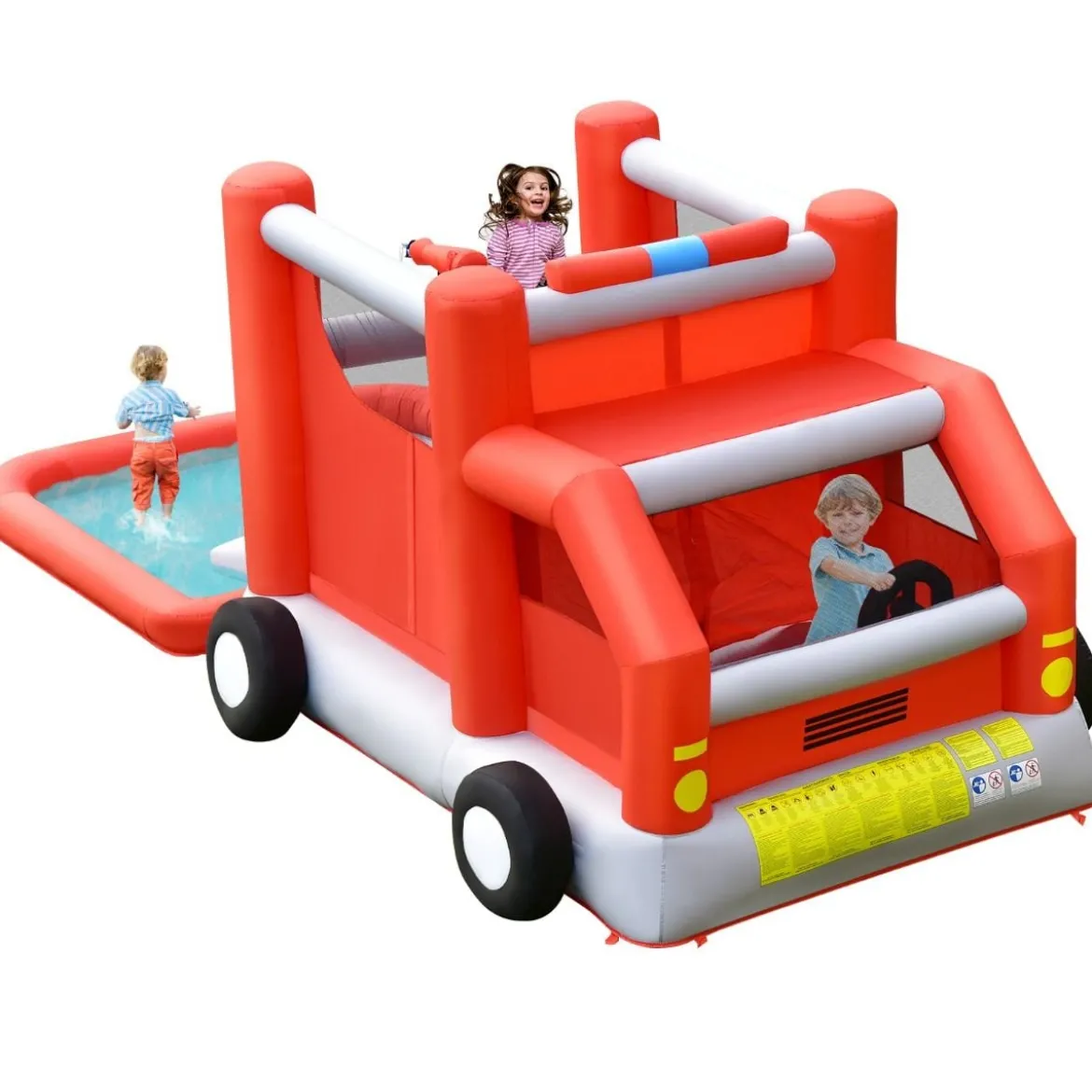 Kinder-Wasserrutsche im Feuerwehr-Stil mit Planschbecken 564 x 268 x 212 cm