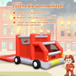 Kinder-Wasserrutsche im Feuerwehr-Stil mit Planschbecken 564 x 268 x 212 cm