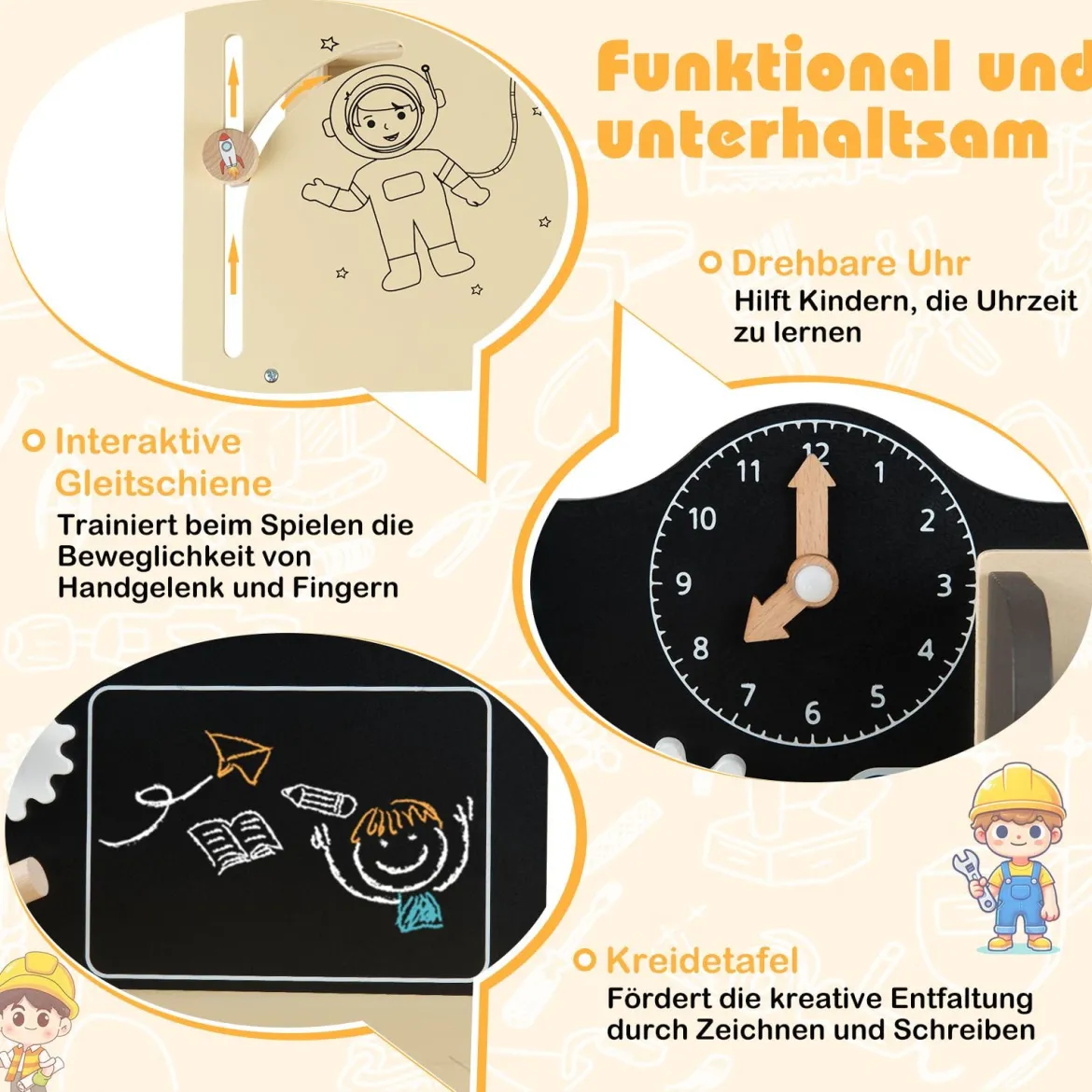 Kinder Werkbank Set mit Tafel Montessori Spielzeug zum Nachspielen Werkstatt-Spielzeug