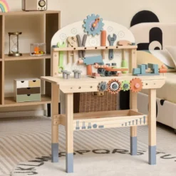 Kinder Werkzeugbank aus Holz mit Magnetischem Gestell & Werkzeugset 60 x 30 x 79 cm