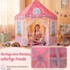 Kinderzelt im Prinzessinnenburg-Design für Kinder ab 3 jahren Spielzelt mit Vorhängen & Tanzmatte Rosa