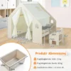Kinderzelt mit Matte & Kindertisch & Stuhl & Aufbewahtungsbox Spielzelt Kinderspielhaus