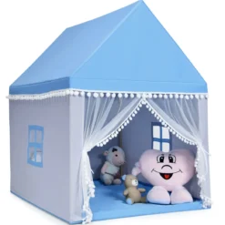 Kinderzelt Spielhaus Kinderspielhaus Prinzess Prinzessin Kinderspielzelt Blau