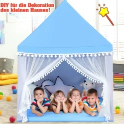 Kinderzelt Spielhaus Kinderspielhaus Prinzess Prinzessin Kinderspielzelt Blau