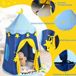 Kinderzelt Tragbares Spielzelt für Kinder 108 x 158 cm Blau