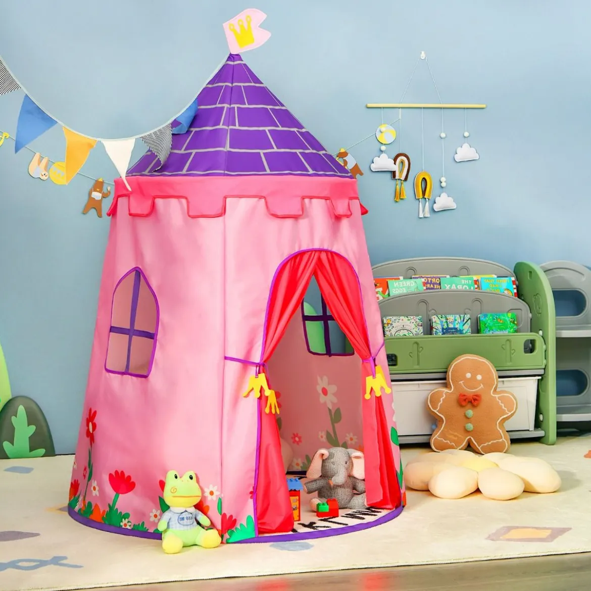 Kinderzelt Tragbares Spielzelt für Kinder 108 x 158 cm Rosa