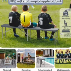 Klappbare Bierbank mit Tragegriff Kunststoff Klappbank Bierzeltbank bis 600 kg Belastbar Grau