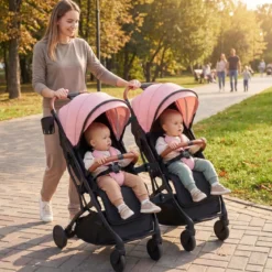Klappbare Kinderwagen mit Regenschutz & Verstellbarem Rückenlehne & Verdeck+Verbindungsstücke