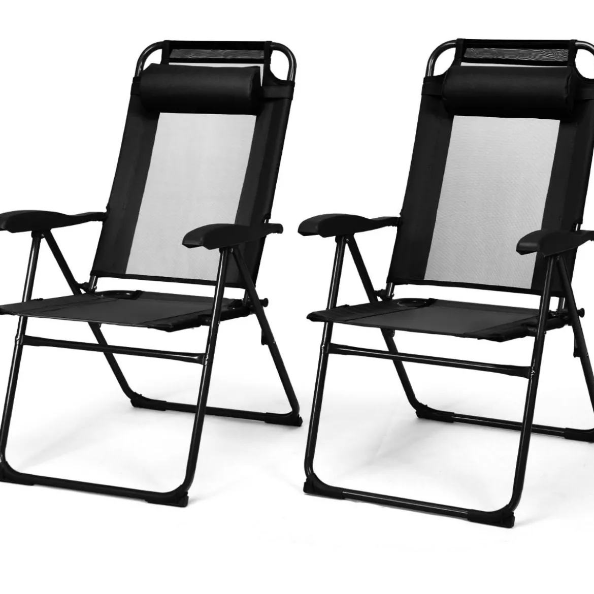 2 Klappbare Liegestühle für die Terrasse 71 x 58,5 x 101,5 cm Schwarz