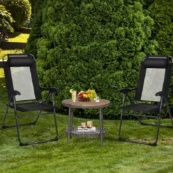 2 Klappbare Liegestühle für die Terrasse 71 x 58,5 x 101,5 cm Schwarz