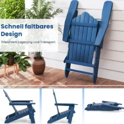 Klappbarer Adirondack Stuhl Wetterfester Adirondack Chair aus Kunststoff Gartensessel