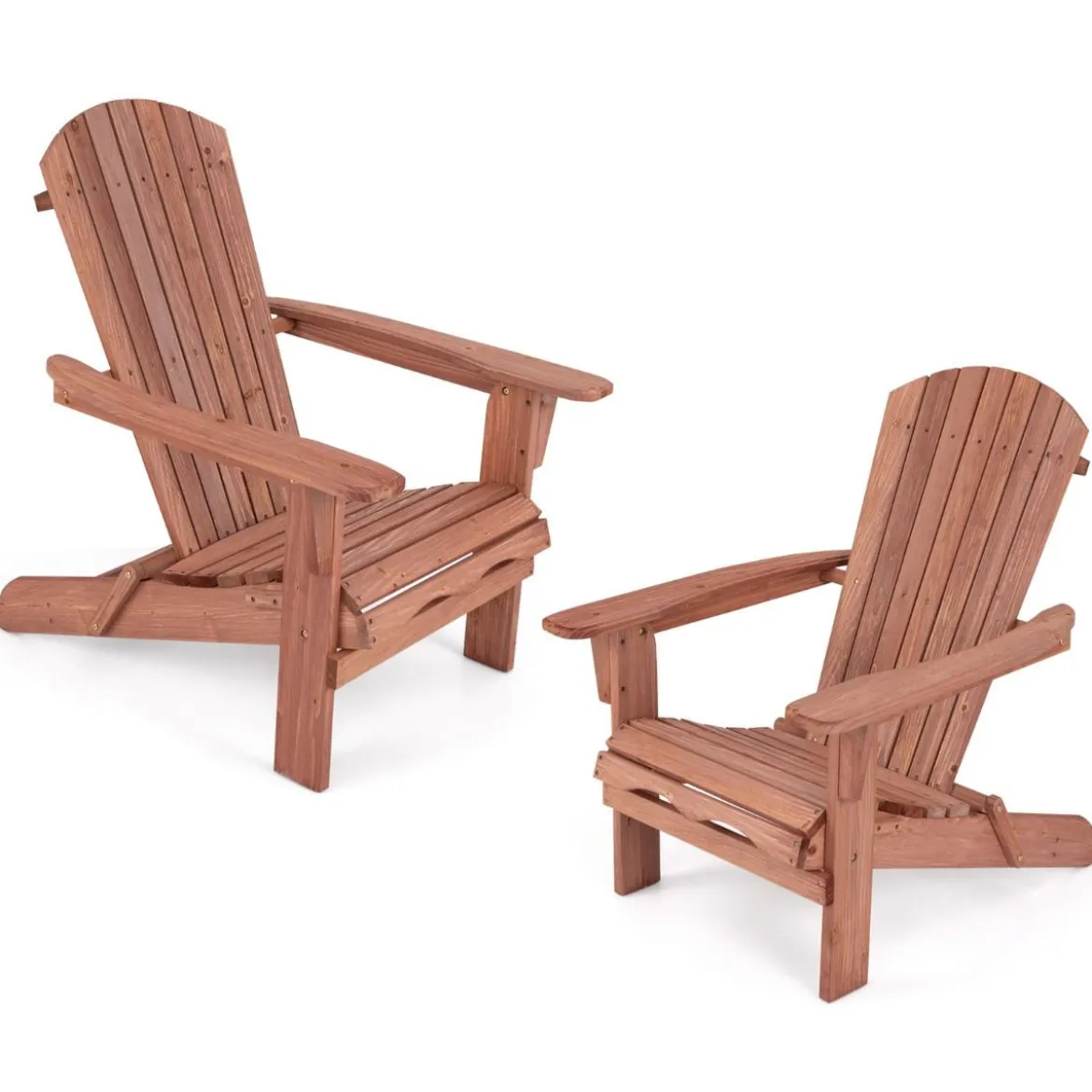 Klappbarer Adirondack Stuhl aus Holz mit 180 kg Tragfähigkeit Gartensessel Braun/Grau