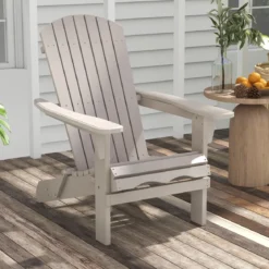 Klappbarer Adirondack Stuhl aus Holz mit 180 kg Tragfähigkeit Gartensessel Braun/Grau