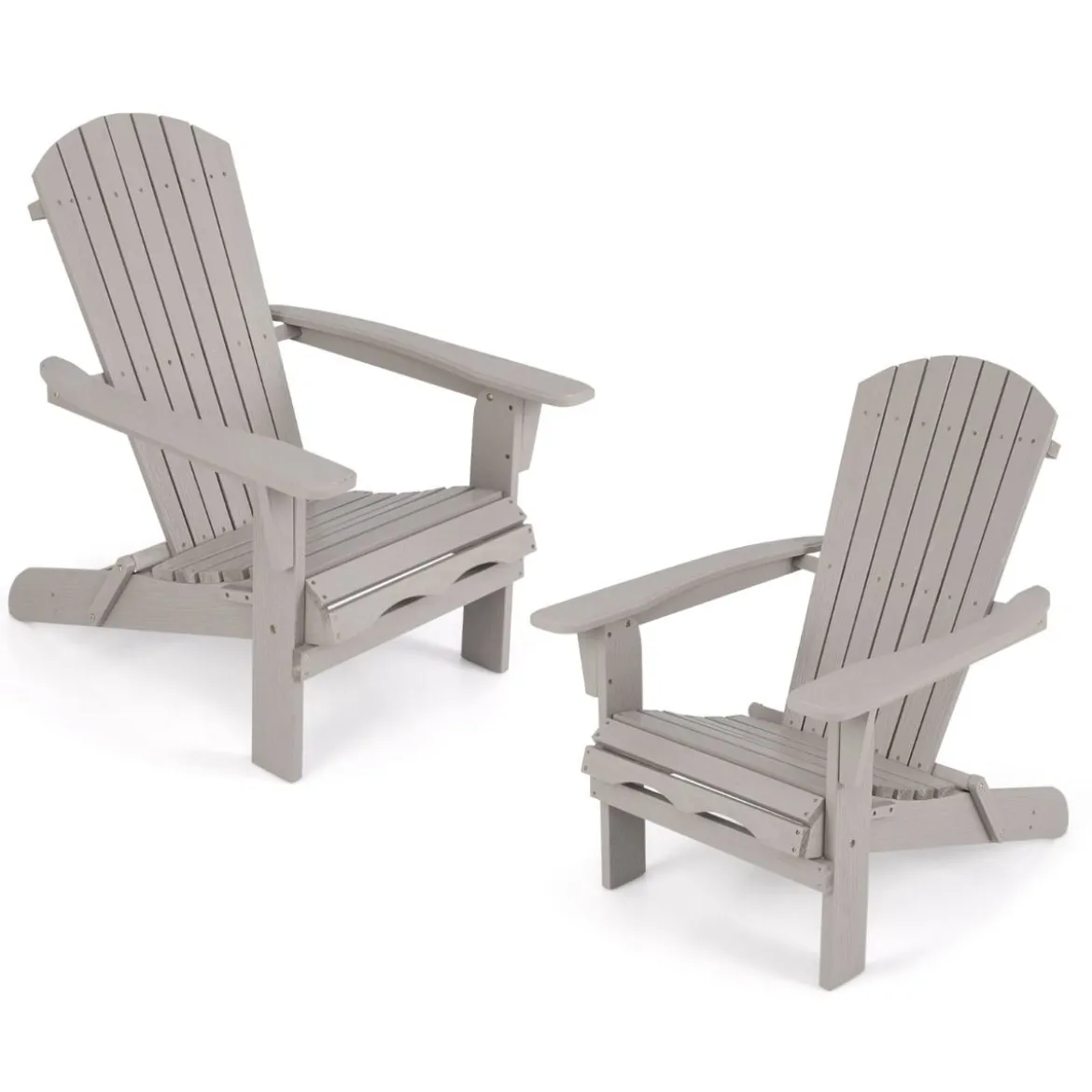 Klappbarer Adirondack Stuhl aus Holz mit 180 kg Tragfähigkeit Gartensessel Braun/Grau
