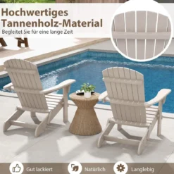 Klappbarer Adirondack Stuhl aus Holz mit 180 kg Tragfähigkeit Gartensessel Braun/Grau