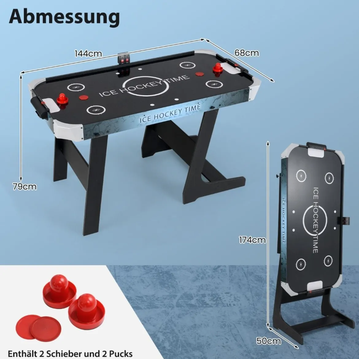 Klappbarer Airhockey Tisch mit LED-Anzeige & 12V-Motor Elektrischer Lufthockey Tisch