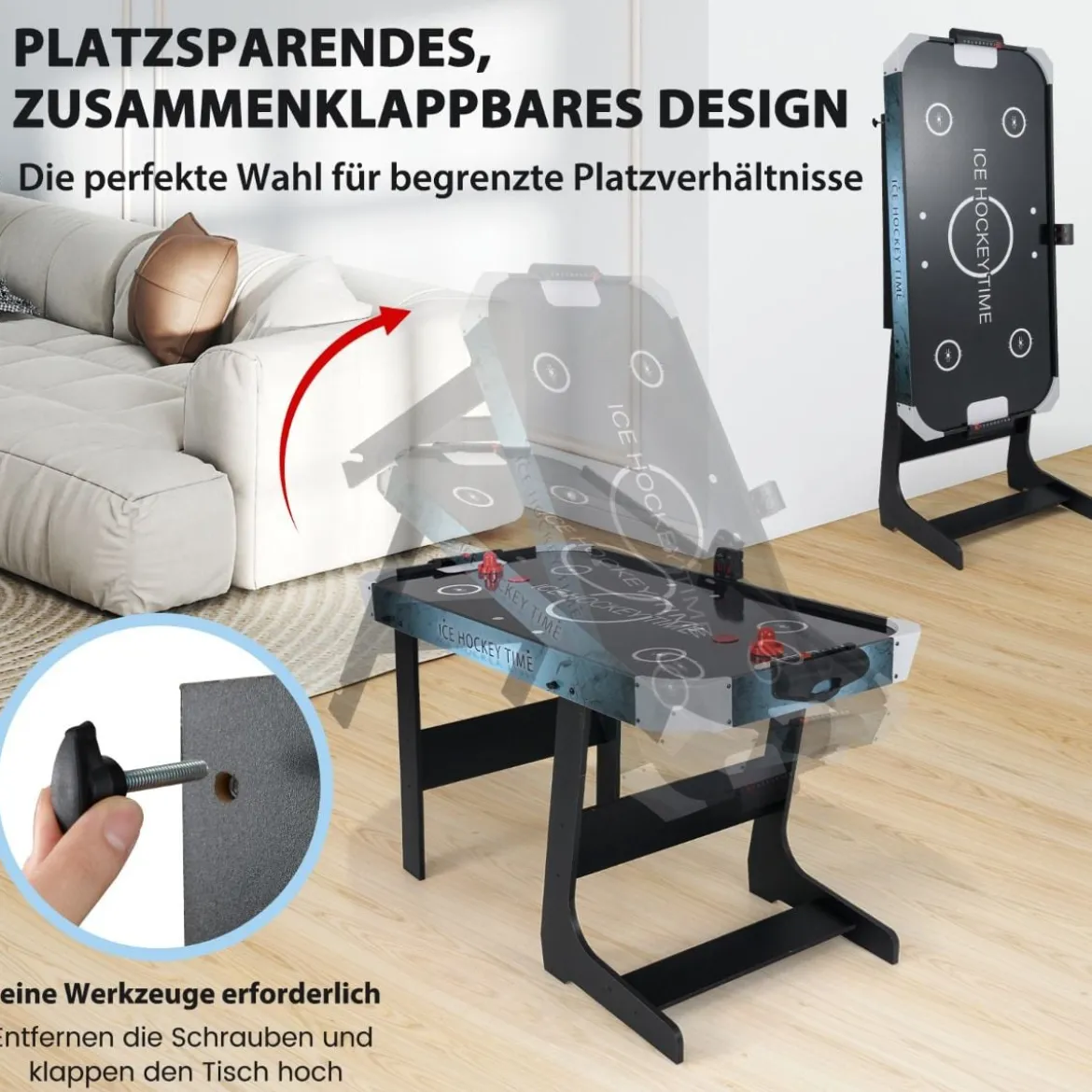 Klappbarer Airhockey Tisch mit LED-Anzeige & 12V-Motor Elektrischer Lufthockey Tisch