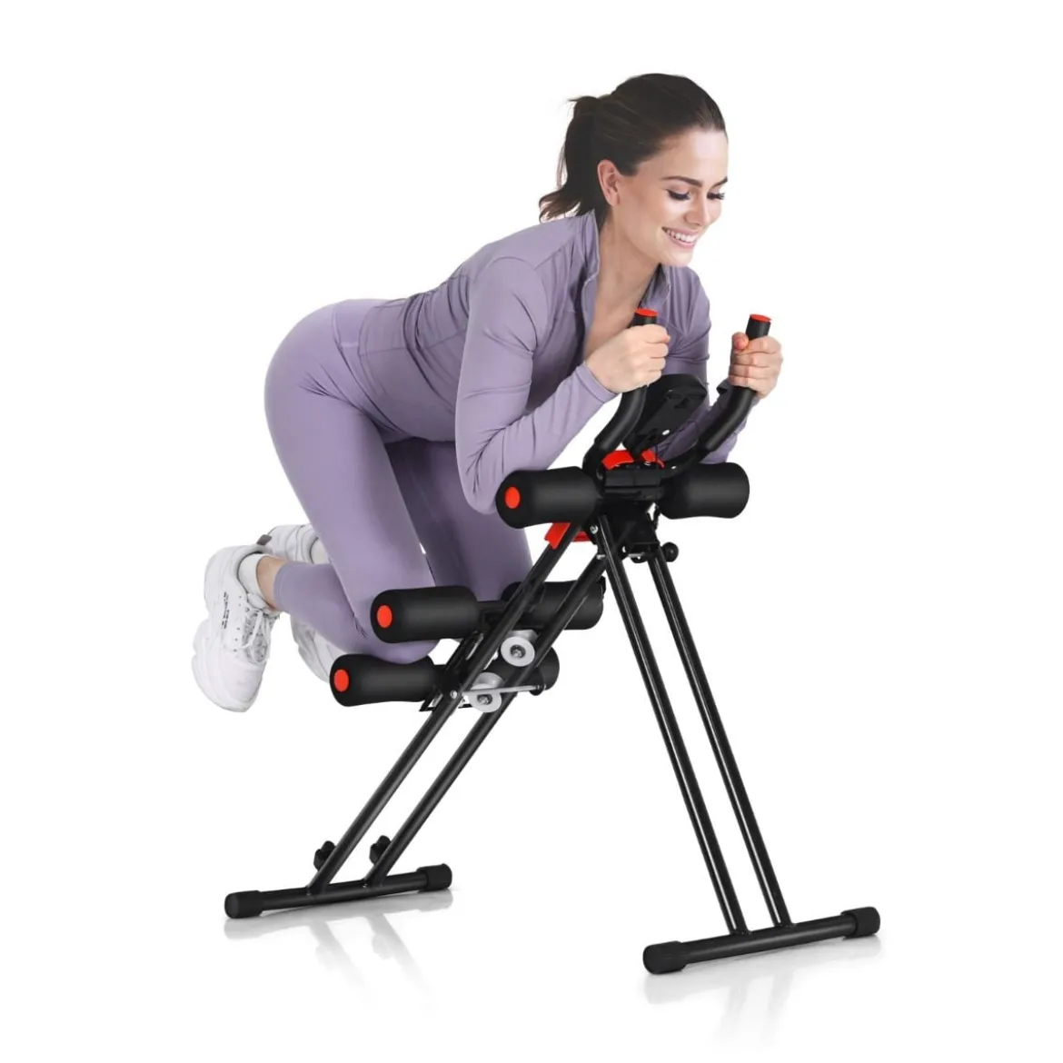 Klappbarer Bauchmuskeltrainer Workout-Maschine 110 x 40,5 x 88,5 cm Schwarz + Rot