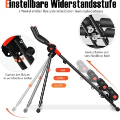 Klappbarer Bauchmuskeltrainer Workout-Maschine 110 x 40,5 x 88,5 cm Schwarz + Rot