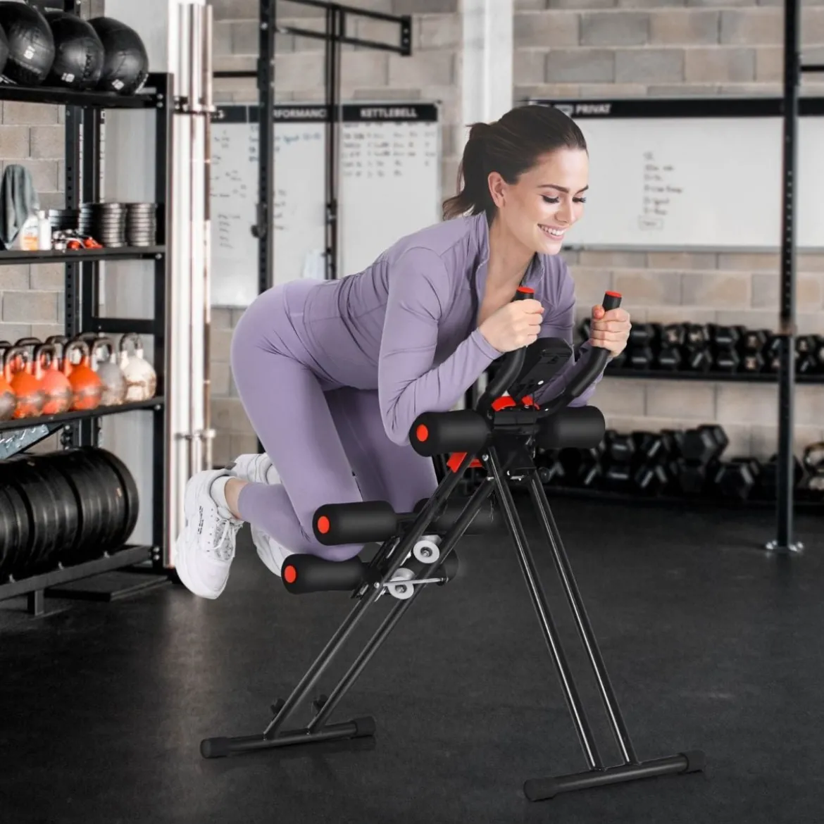 Klappbarer Bauchmuskeltrainer Workout-Maschine 110 x 40,5 x 88,5 cm Schwarz + Rot