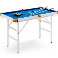 Klappbarer Billardtisch mit 2 Queues & 2 Kreiden & Dreieck & Bürste Billiard Tisch mit Zubehörset Blau
