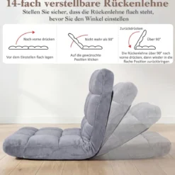 Klappbarer Bodenstuhl Bodensessel mit Verstellbarer Rückenlehne & Hochdichtem Schaumstoff Farbe wählbar