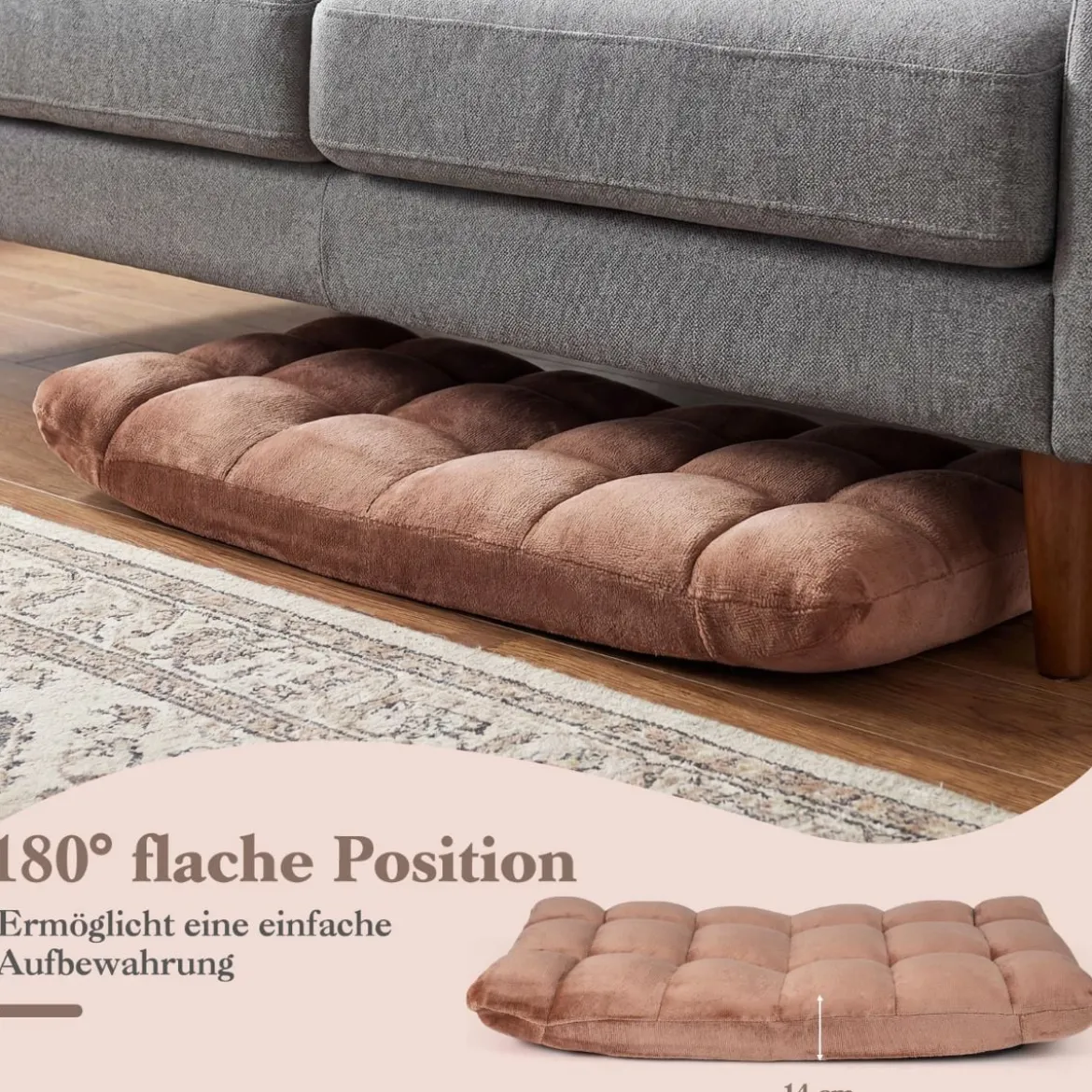 Klappbarer Bodenstuhl Bodensessel mit Verstellbarer Rückenlehne & Hochdichtem Schaumstoff Farbe wählbar