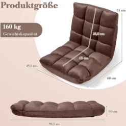 Klappbarer Bodenstuhl Bodensessel mit Verstellbarer Rückenlehne & Hochdichtem Schaumstoff Farbe wählbar