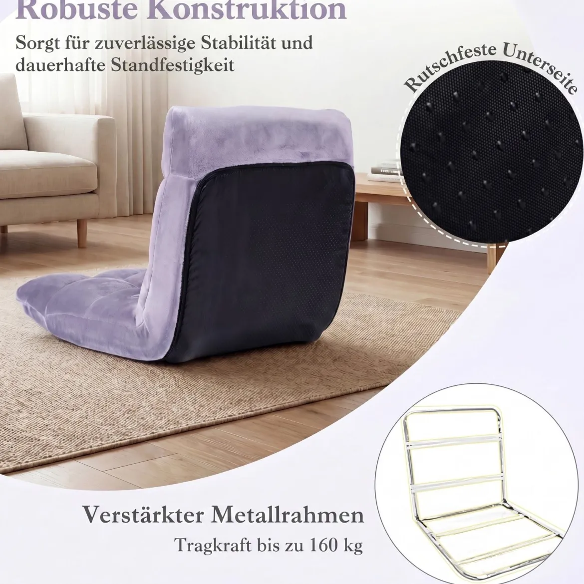 Klappbarer Bodenstuhl Bodensessel mit Verstellbarer Rückenlehne & Hochdichtem Schaumstoff Farbe wählbar